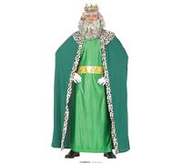 GUIRMA | Disfraz de Rey Mago Verde Adulto (52-54/L) - Capa, Cinturón y Túnica - Disfraces de Navidad, Reyes Magos y Año Nuevo para Fiestas y Celebraciones - Ideal para Hombre Adulto - Verde