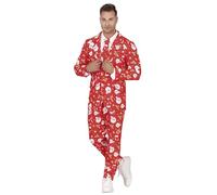 GUIRMA | Disfraz Traje Navideño para Hombre (52-54/L) - Chaqueta, Corbata y Pantalón - Outfit de Navidad y Año Nuevo para Fiestas y Celebraciones - Ideal para Adultos - Rojo