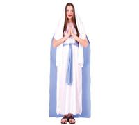GUIRMA Disfraz de Virgen María para adultos (36-38/XL) - Túnica, capa, cinturón y tocado - Disfraces religiosos y de Navidad para Navidad, Año Nuevo y fiestas de disfraces - Blanco y azul