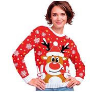 GUIRMA | Jersey de Navidad con Reno para Mujer (36-38/S) - Suéter Festivo para Fiestas de Navidad y Año Nuevo - Ideal para Celebraciones y Eventos Navideños - Adulto Mujer - Rojo