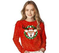 GUIRMA | Jersey de Navidad Glitter Reno Infantil (10-12 Años) - Suéter Festivo para Niños Unisex - Ideal para Celebraciones de Navidad y Año Nuevo - Ropa de Fiesta con Diseño de Reno - Multicolor