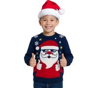 GUIRMA | Jersey de Navidad Infantil Papá Noel (10-12 Años) - Suéter Festivo para Niños Unisex - Ideal para Fiestas de Navidad y Año Nuevo - Ropa de Invierno para Celebraciones - Azul