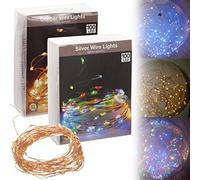 Guirnalda a pilas fija 40 leds cable alambre plateado luz multicolor 2
