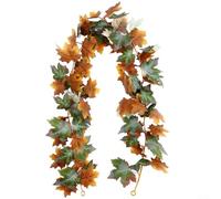 Guirnalda artificial de hojas de otoño, vid colgante de 175 cm con hojas de arce para el hogar, chimenea, boda, decoración de fiestas, verde, amarillo y rojo (E)