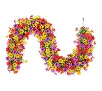 Guirnalda artificial realista de 1,8 metros de eucalipto violeta para decoración del hogar, telón de fondo de boda, oficina, vegetación, flores falsas de plástico robusto