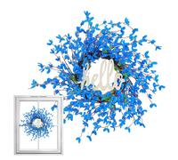 Guirnalda azul primaveral - Guirnalda de flores azules vacaciones, guirnalda de flores artificiales realistas | Azul primaveral con guirnalda puerta delantera de hojas verdes, guirnalda de puerta de