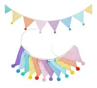 Guirnalda Banderines Banderines de Tela con diseño Floral Vintage 3,2 m Bolas for decoración Bodas y Fiestas(Color7)