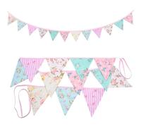 Guirnalda Banderines de Tela 3,2M, 12 Triángulos 17cm, Decoración de Fiesta para Cumpleaños, Boda, Jardín, Baby Shower o Interior