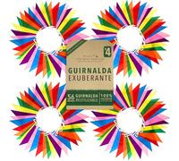 Guirnalda Banderines Fiesta Reutilizables - Arcoíris Decoración Exterior/Interior Tela Poliéster Impermeable 168 Banderas Vivas Banderolas 56m, 4 Unidades, de Itsy Bitsy Party Co.