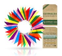 Guirnalda Banderines Fiesta Reutilizables - Arcoíris Decoración Exterior/Interior Tela Poliéster Impermeable 42 Banderas Vivas Banderolas 14m de Itsy Bitsy Party Co.
