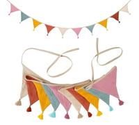 Guirnalda Banderines Tela para Habitación Infantil, 2.7m Triangulares Banderolas Cumpleaños Decorativos Infantiles Fiesta Exterior