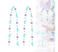 Guirnalda colgante de sirena xlwen 2 pcs decoración de remolino colgante de sirena,Guirnalda de Papel holográfico,decoración de sirena para niñas cumpleaños, fiesta de cumpleaños, baby shower