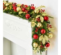 Guirnalda, Control Remoto de 9 pies, 8 Modos luz Intermitente, Decoraciones navideñas for escaleras, Chimenea, Pared Ventana, Guirnalda for decoración navideña Manto Interior(A)