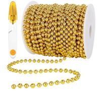 Guirnalda de 24 metros con perlas doradas para el árbol de Navidad, incluye tijeras y hebras de perlas para decoración de boda