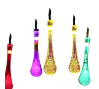 Guirnalda de 60 luces LED solares en forma de gota de agua para decoración al aire libre de jardín, porche y techo con función de memoria y sensor de luz (colorido)