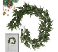 Guirnalda de abeto, decoración de abeto, guirnalda navideña, guirnalda de abeto, 1,9 m/6,23 pies, guirnalda de pino de invierno de hoja perenne, guirnalda verde navideña para interior y exterior