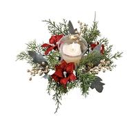 Guirnalda de anillos de velas navideñas: portavelas de columna vegetal realista, encantadora decoración de temporada | Guirnalda de velas de columna de mesa, impresionante centro de mesa