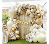 Guirnalda de arco de globos de arena blanca, doble relleno pastel, crema, beige, nude, perla, blanco, kit de globos de látex para boda, cumpleaños, bautizo, baby shower, decoración de fiesta