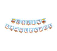 Guirnalda de Banderines Bomberos Feliz Cumpleaños, 12,5 x 15 cm, Papel Couché 200g