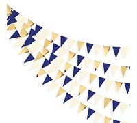 Guirnalda de banderines de papel para colgar en color azul marino y dorado, para despedida de soltera, compromiso, boda, cumpleaños, despedida de soltera, aniversario, despedida de soltera,