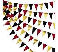 Guirnalda de banderines de Papel para Colgar en Forma de triángulo de 30 pies, Color Rojo, Negro y Dorado para graduación, cumpleaños, Despedida de Soltera, Compromiso, Boda, Despedida de Soltera,