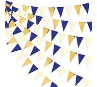 Guirnalda de banderines para Fiestas, Color Azul Marino, Beige y Dorado, 30 pies, para Despedida de Soltera, Compromiso, Boda, cumpleaños, Baby Nupcial, Aniversario, Despedida de Soltera