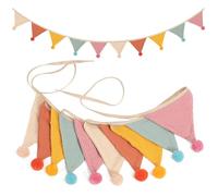 Guirnalda de banderines para habitación infantil, 2,6 metros de algodón, bandera triangular de tela, decoración de habitación infantil, habitación de bebé, para colgar (caramelos claros)