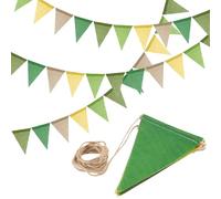 Guirnalda de banderines verde 4 m, guirnalda de banderines de lino para exteriores, resistente a la intemperie, guirnalda de cumpleaños, jardín, decoración para bodas, habitaciones infantiles,