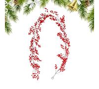 Guirnalda de bayas, guirnalda de bayas para árbol de Navidad, guirnalda de arándanos verdes de Navidad de 6,2 pies, guirnalda de Navidad real Touch, decoraciones de Navidad al aire libre, decoración