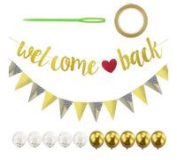 Guirnalda de bienvenida con purpurina, guirnalda de bienvenida a casa dorada, guirnalda de papel de bienvenida para decoración del hogar, guirnalda de bienvenida para la escolarización, aula,
