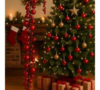 Guirnalda de Bolas Irrompibles con Acabados Mate, Brillantes y con Purpurina, Decoración Navideña Elegante para Interiores y Exteriores, Efecto Refinado 180cm - Varzi desde 1956