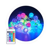 Guirnalda de bolas LED multicolor 3M con puerto USB, mando a distancia, 24 funciones RGB, IP44. Diseñado para: decorar interiores y exteriores.