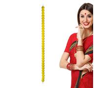 Guirnalda de caléndula, flores artificiales de caléndula de 5 pies de largo, 30 bolas de estilo indio Diwali, decoración de festivales Diwali, combinación de campanas de hojas, decoraciones