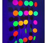 Guirnalda de círculos de Papel de neón con luz Negra, decoración de cumpleaños, Suministros para Fiestas Que Brillan en la Oscuridad, decoración reactiva con luz Negra UV, decoración de habitación