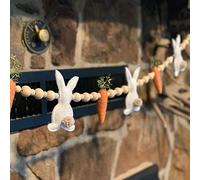 Guirnalda de conejo de Pascua con cuentas de madera para mantel, mesa, escaleras, árbol, Pascua, primavera, decoración del hogar, guirnalda colgante de corona de Pascua, guirnalda decorativa de