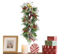 Guirnalda de conos de bayas navideñas - Cinta decorativa Jingle Círculo de ramitas Arreglo besado en la nieve Follaje de felpa YuletideArt Display WarmSpirit Styling ClassicCelebration Appeal EntradaM