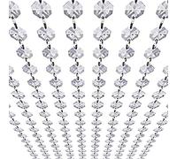 Guirnalda de Cristales - Cadena de Cuentas para candelabro Colgante - 14 mm octágono Transparente Prisma de Diamante para decoración de Boda, Fiesta, Centro de Mesa de Manzanita (acrílico, 33 pies)