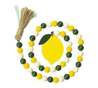 # Guirnalda de cuentas de madera de limón con borlas, guirnalda rústica de cuentas de limonada con letrero de limonada de verano, bandeja escalonada, decoración de oración bohemia para decoración del hogar de vacaciones (amarillo, talla única)