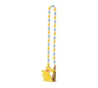 Guirnalda de cuentas de madera de Pascua con borlas, casa de campo, rústica, guirnalda de vacaciones de primavera, cuentas de oración, decoración de pared, decoraciones al aire libre