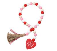 Guirnalda de cuentas de madera para el día de San Valentín con borlas y amor, adornos de madera en forma de corazón, rústica, bandeja escalonada para decoración de boda, decoración del hogar (amor)
