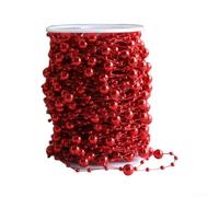Guirnalda de cuentas de Navidad de 10 m, rollo de árbol artificial con cuerda de cuentas de plástico brillante para decoraciones doradas, plateadas, rojas, suministros de boda y manualidades navideñas
