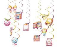 Guirnalda de decoración para habitación de fiesta, bienvenida al comienzo de la escuela, decoración de remolinos, 12 unidades, guirnaldas colgantes, decoración para sala de profesores, ventanas, aulas