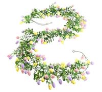 Guirnalda de eucalipto artificial - 230 g flores blancas | Decoraciones de Pascua 2 piezas guirnalda de huevos de Pascua de primavera artificiales, decoración, adorno de vacaciones para el uso de
