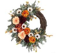Guirnalda de eucalipto artificial con rosas de 6 pies para decoración de telón de fondo de boda, decoración de seda de primavera, para colgar en la pared, color naranja
