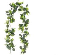 Guirnalda de eucalipto artificial de 1,75 m con hojas realistas, cuerda de hojas sintéticas de PVC flexible para decoración de pared de boda, hogar, jardín al aire libre (B)