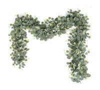 Guirnalda de eucalipto artificial de 5.9 pies, diseño de dólar plateado para arco de boda, camino de mesa, manto y decoración del hogar (estilo B)