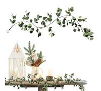 Guirnalda de eucalipto, Hojas de eucalipto Artificiales de 6 pies, follaje con Cadena de Luces Que Funcionan con Pilas: Vid sintética Decorativa para, chimeneas, mesas, porches, hogar, Uso