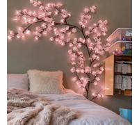 Guirnalda de flores de cerezo con 144 LED, alimentación USB para pared