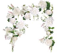 Guirnalda de flores de peonía, 180 cm, guirnalda de rosas artificiales, guirnaldas de flores artificiales para bodas, hogar, camino de mesa, decoración de fiesta (guirnalda de peonía marfil)