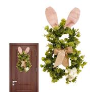 Guirnalda de flores para puerta con conejo, decoración colgante de conejo de primavera, acento navideño artificial, de pared de granja, exhibición para interior y exterior